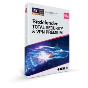 BITDEFENDER TOTAL SECURITY & VPN PREMIUM 2023 - Lisens - 10 enheter - 1 År