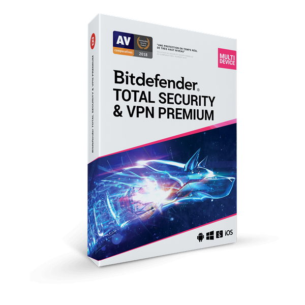 BITDEFENDER TOTAL SECURITY & VPN PREMIUM 2023 - Licens - 10 enheder - 1 År